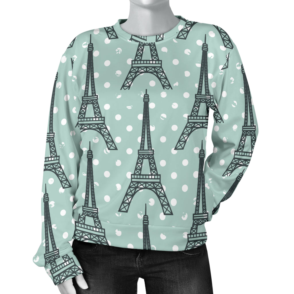 Eiffel Tower Polka Dot Print Women Long Sleeve Sweatshirt