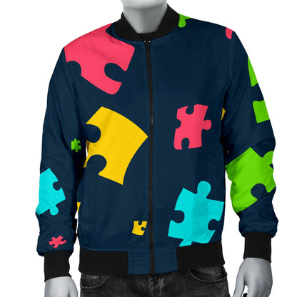 Autism Awareness Colorful Design Print Men Bomber Jacket