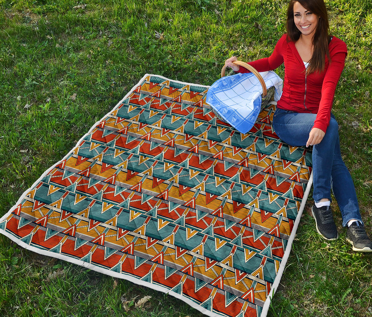 Kente Print African Design Themed Quilt Bedspread