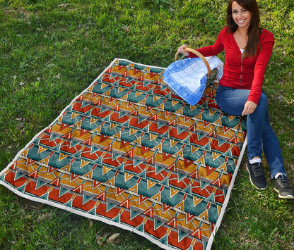 Kente Print African Design Themed Quilt Bedspread