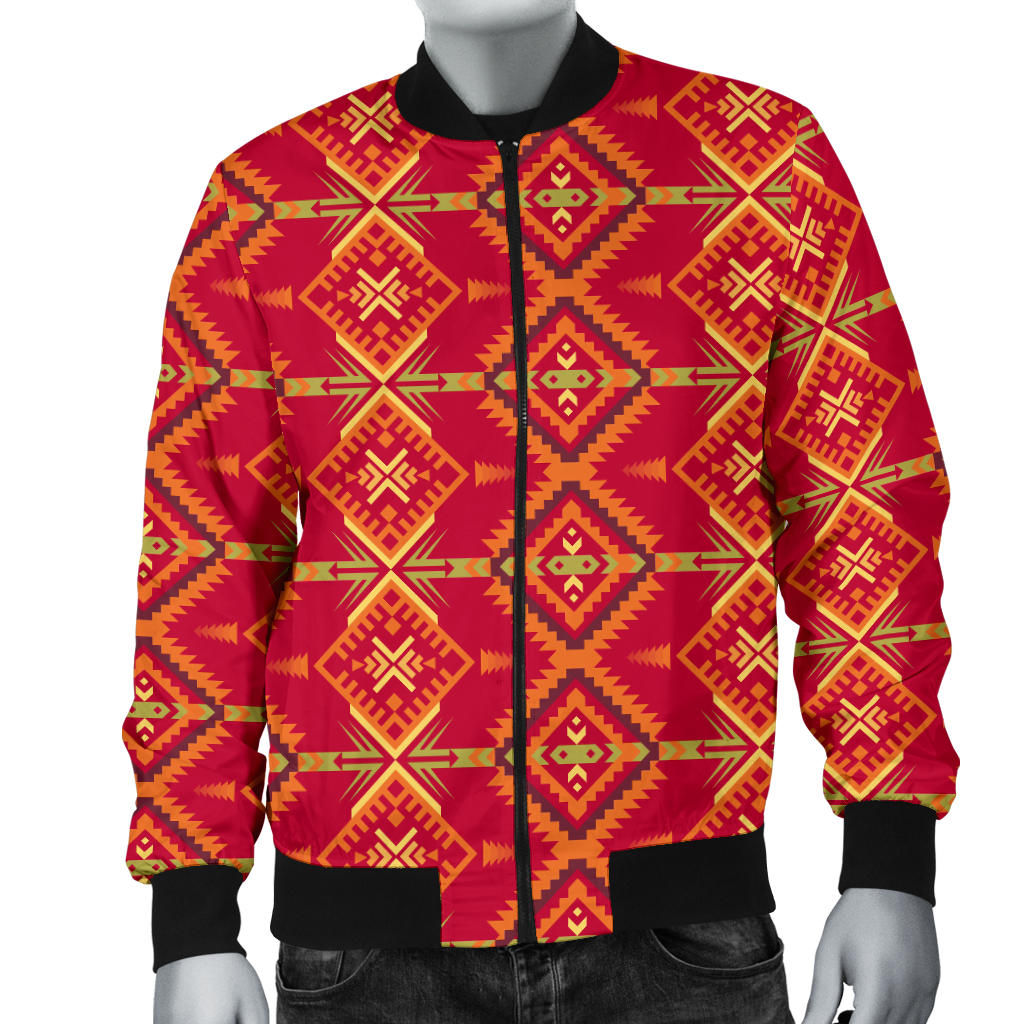 Southwest Aztec Design Themed Print Men Bomber Jacket