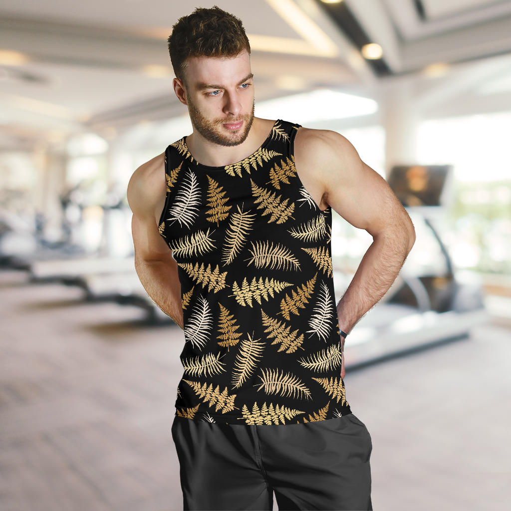 Fern Leave Bright Print Pattern Men Tank Top