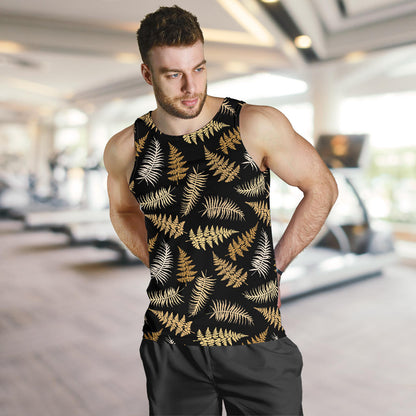 Fern Leave Bright Print Pattern Men Tank Top