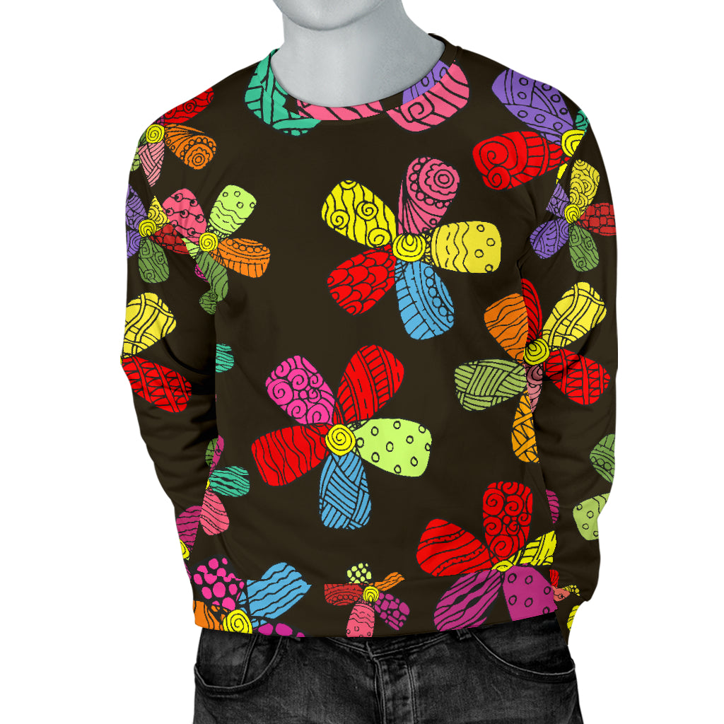 Flower Power Colorful Print Pattern Men Long Sleeve Sweatshirt
