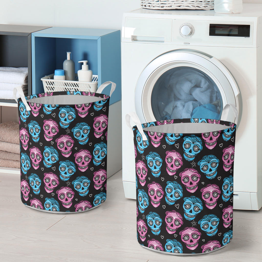 Day of the Dead Skull Print Pattern Laundry Basket
