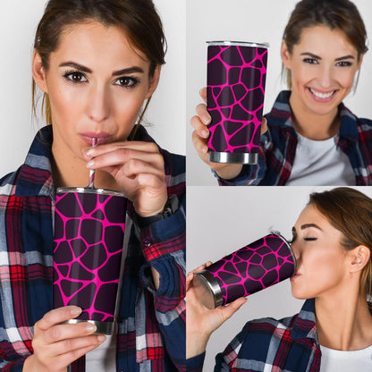 Giraffe Pink Background Texture Print Tumbler