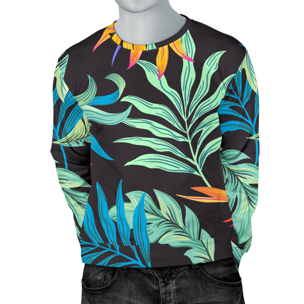 Tropical Palm Leaves Hawaiian Flower Men Long Sleeve Sweatshirt
