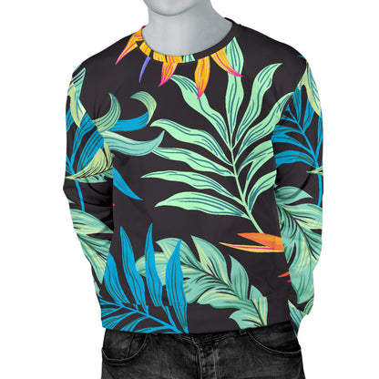Tropical Palm Leaves Hawaiian Flower Men Long Sleeve Sweatshirt