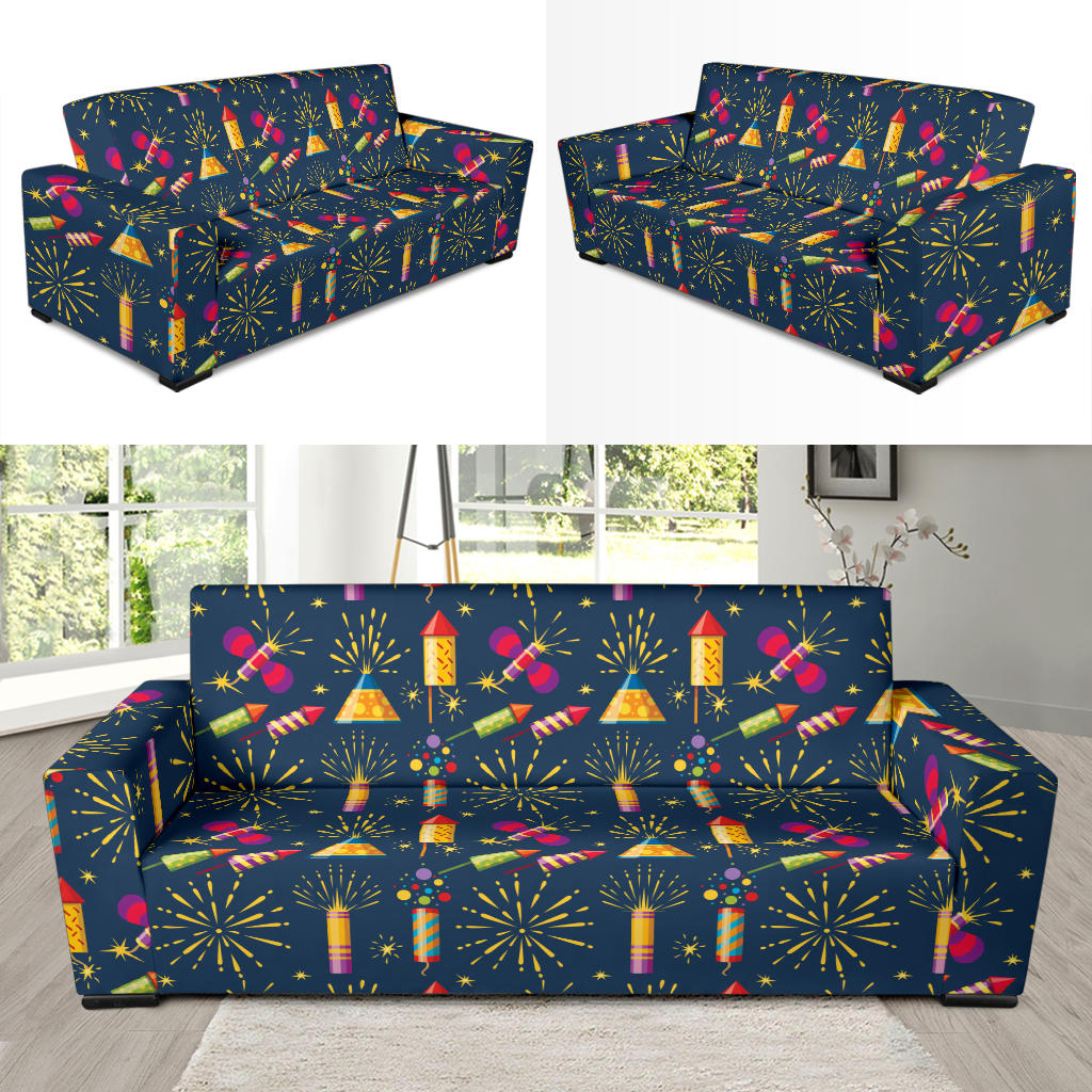 Firework Sparkling Rockets Print Design LKS306 Sofa Slipcover