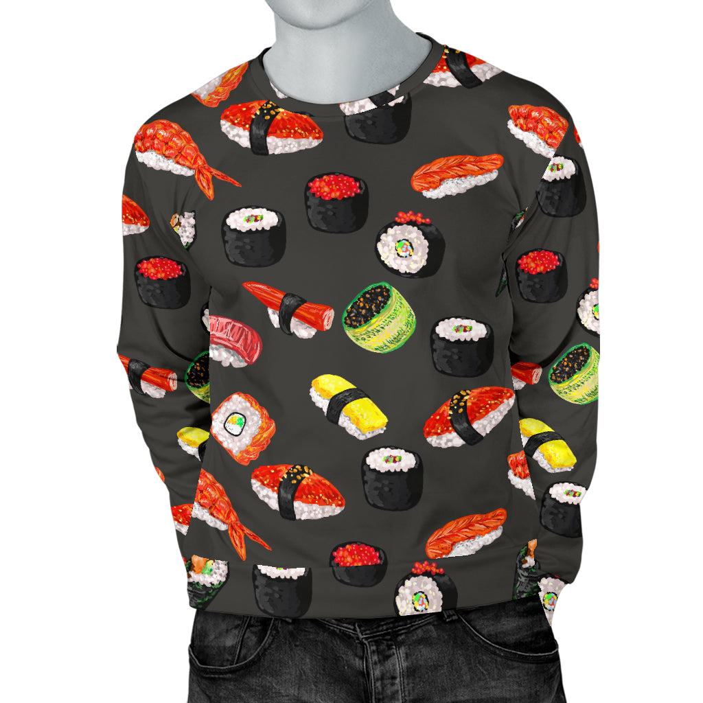 Sushi Design Print Men Long Sleeve Sweatshirt