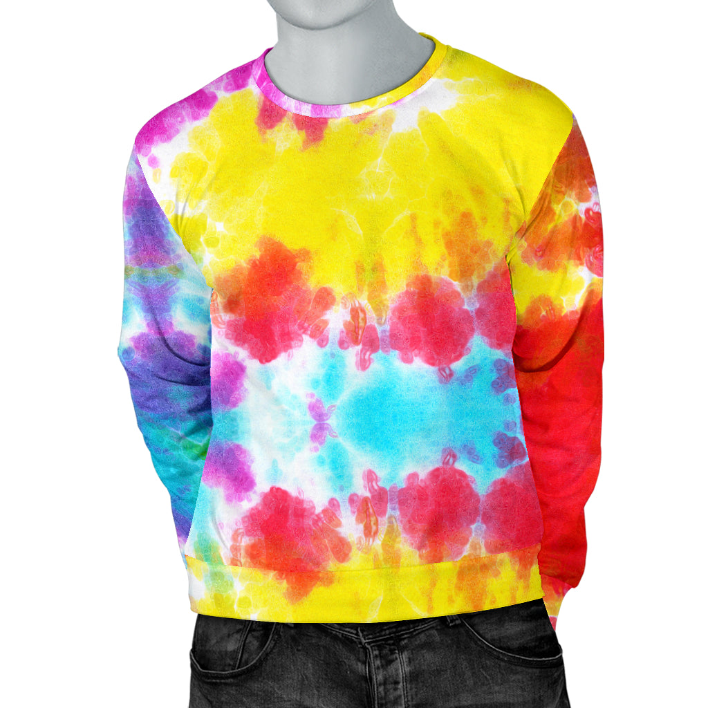 Tie Dye Rainbow Themed Print Men Long Sleeve Sweatshirt