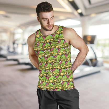 Zombie Head Design Pattern Print Men Tank Top
