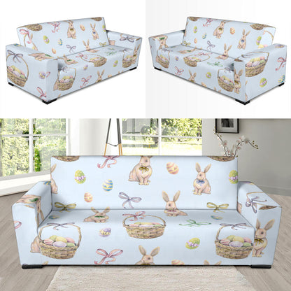 Rabbit Easter Eggs Pattern Print Design 03 Sofa Slipcover