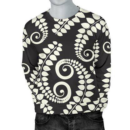 Fern Leave Print Pattern Men Long Sleeve Sweatshirt