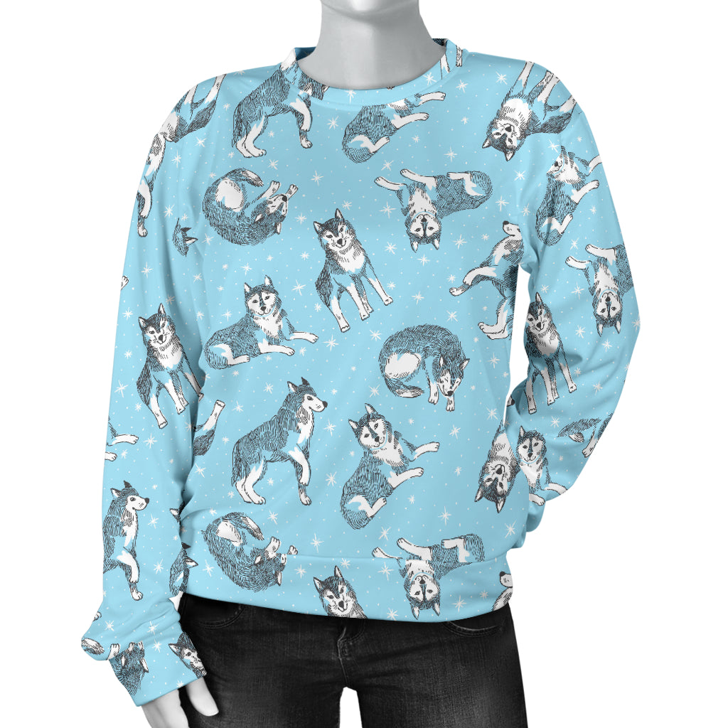 Wolf Design Print Pattern Women Long Sleeve Sweatshirt