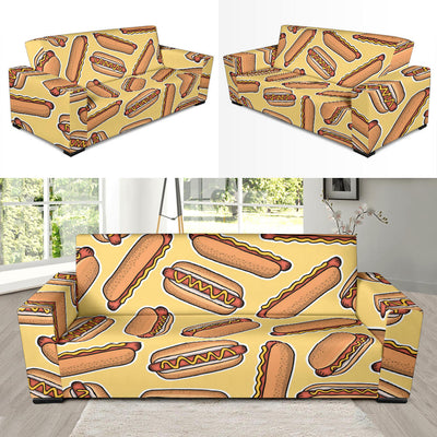 Hot Dog Pattern Print Design 01 Sofa Slipcover