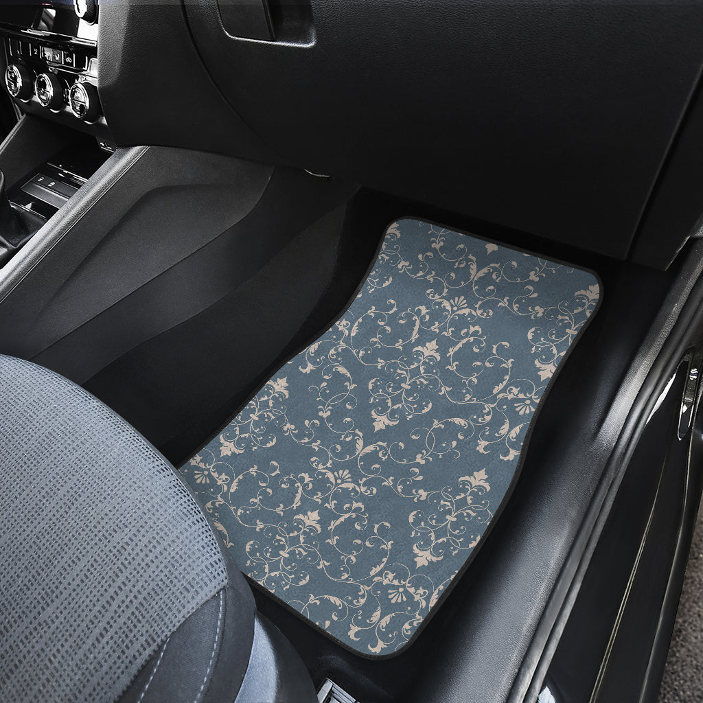 Damask Elegant Teal Print Pattern Car Floor Mats Front Back