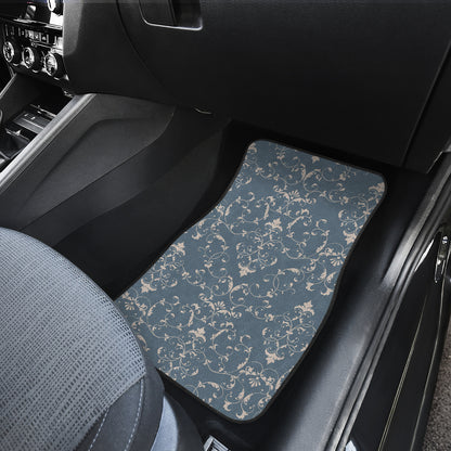 Damask Elegant Teal Print Pattern Car Floor Mats Front Back