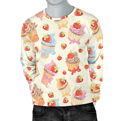 Cupcakes Strawberry Cherry Print Men Long Sleeve Sweatshirt