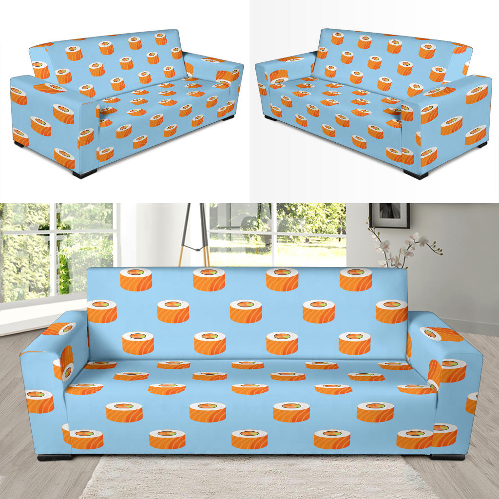 Salmon Sushi Print Design LKS307 Sofa Slipcover