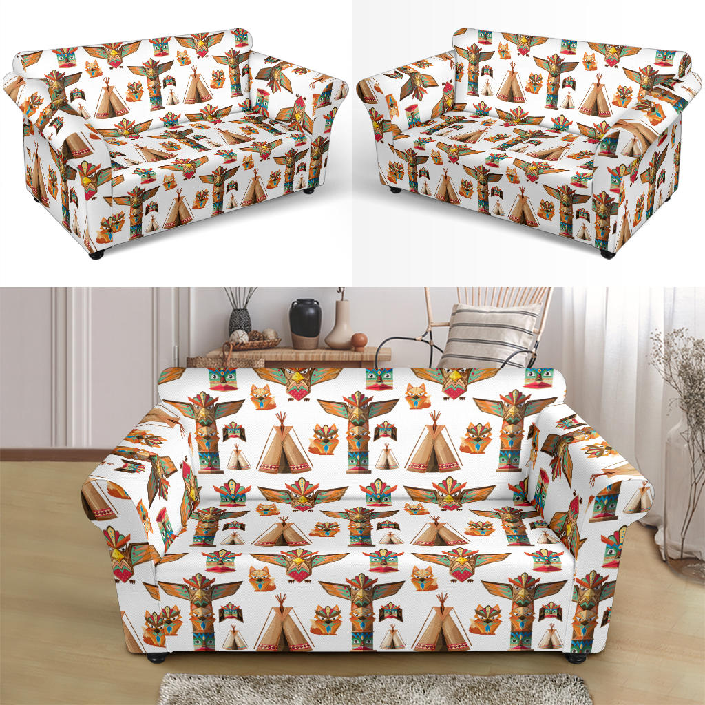 Totem Native Print Design LKS303 Loveseat Couch Slipcover