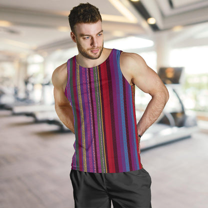 Serape Stripe Print Men Tank Top