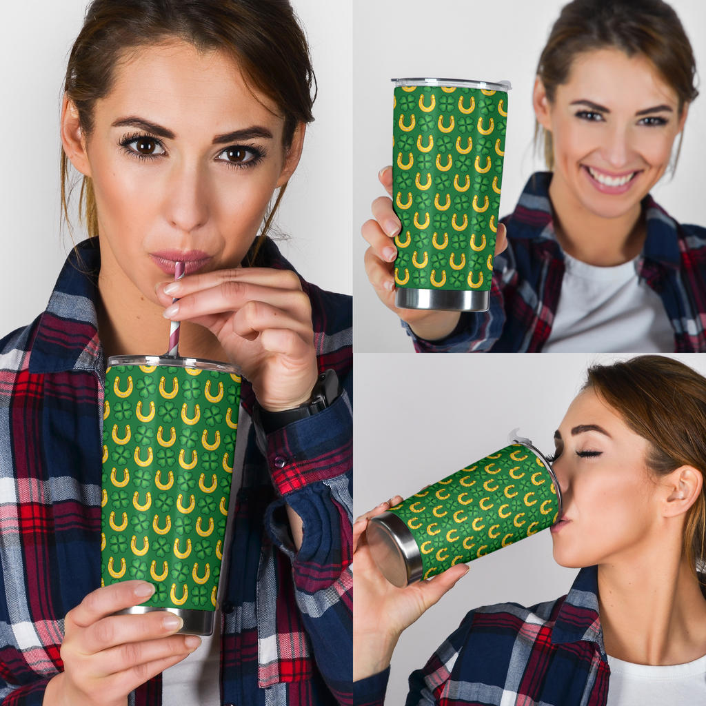 Shamrock Horseshoes Print Pattern Tumbler