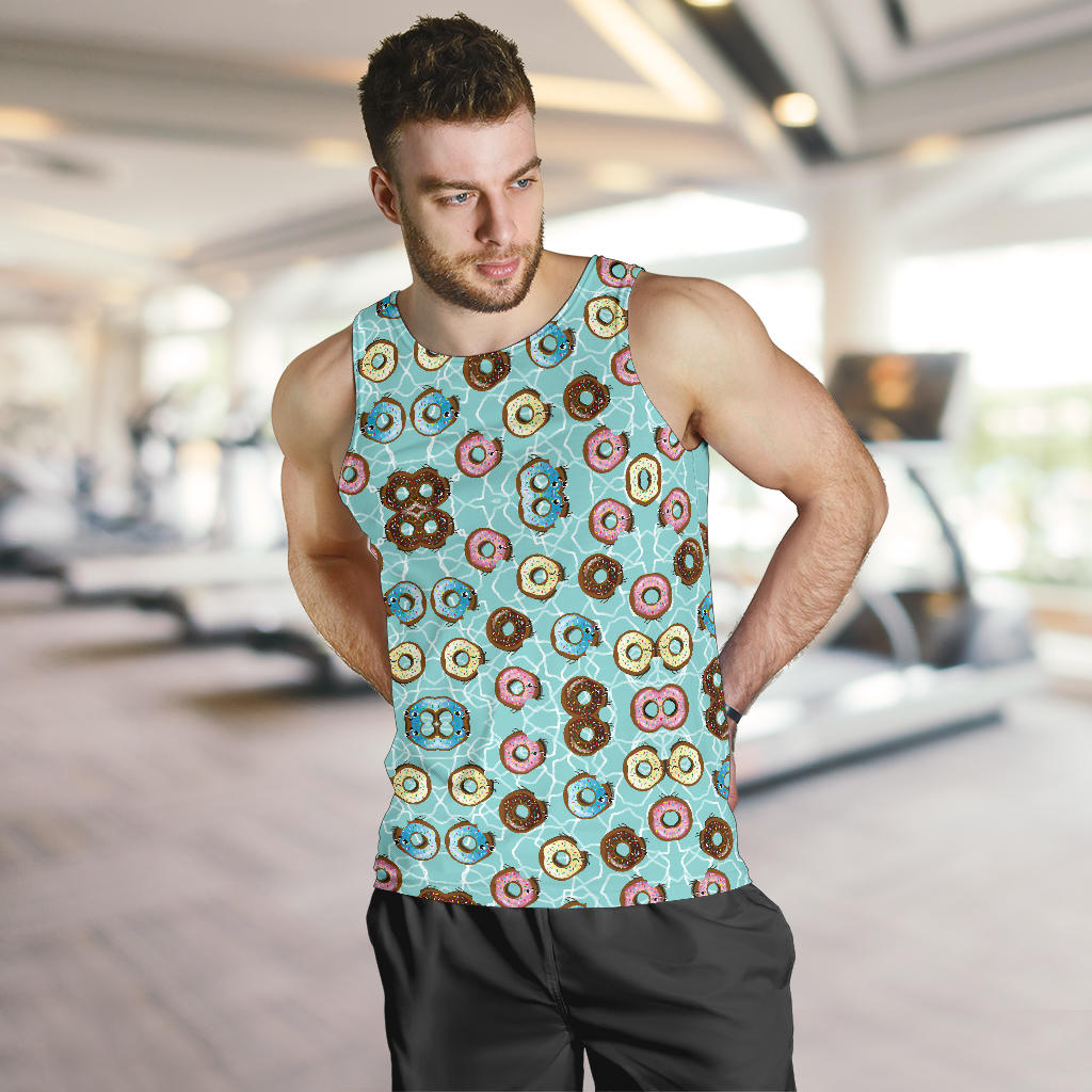Emoji Donut Print Pattern Men Tank Top