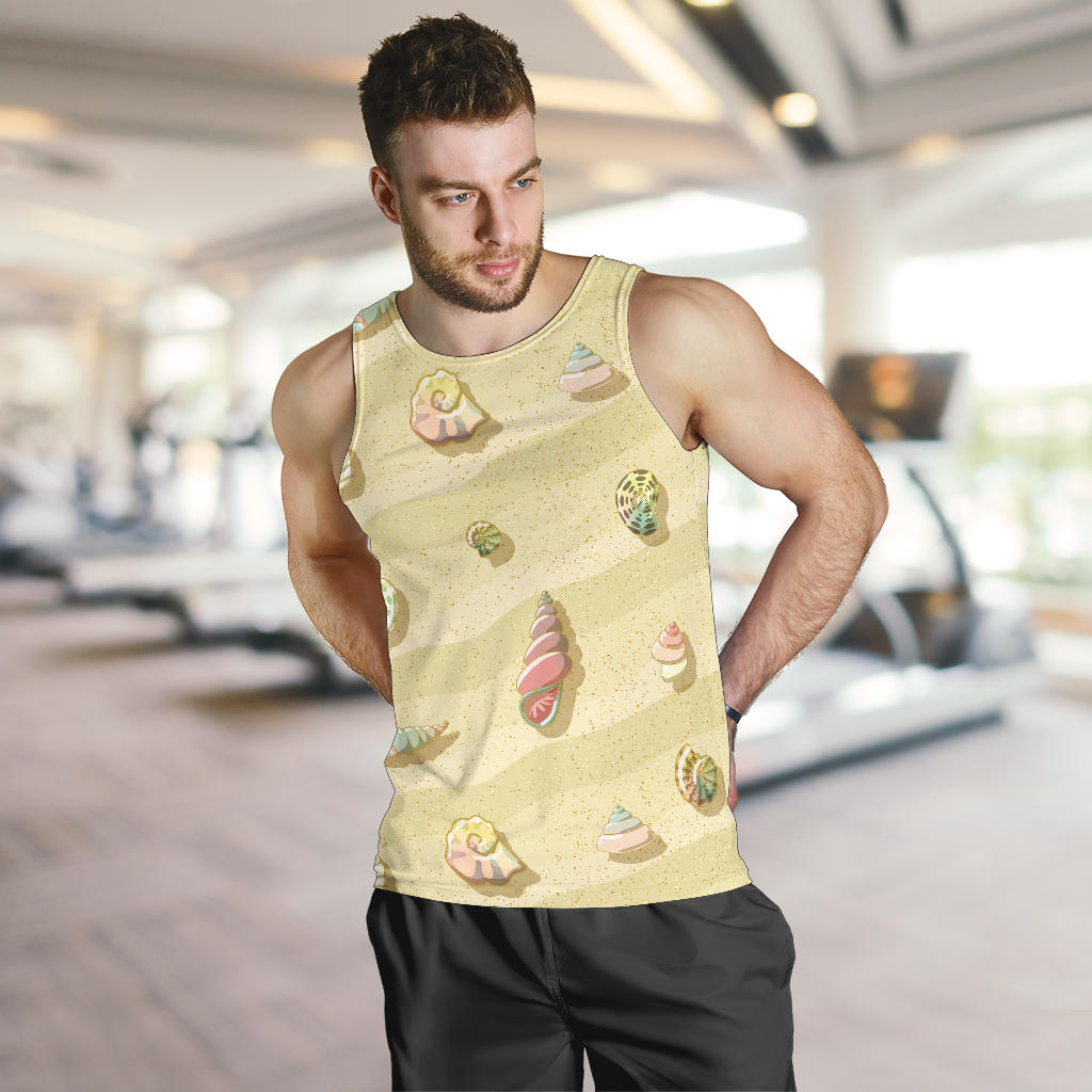 Beach with Seashell Theme Men Tank Top