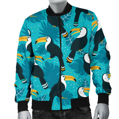Toucan Parrot Pattern Print Men Bomber Jacket