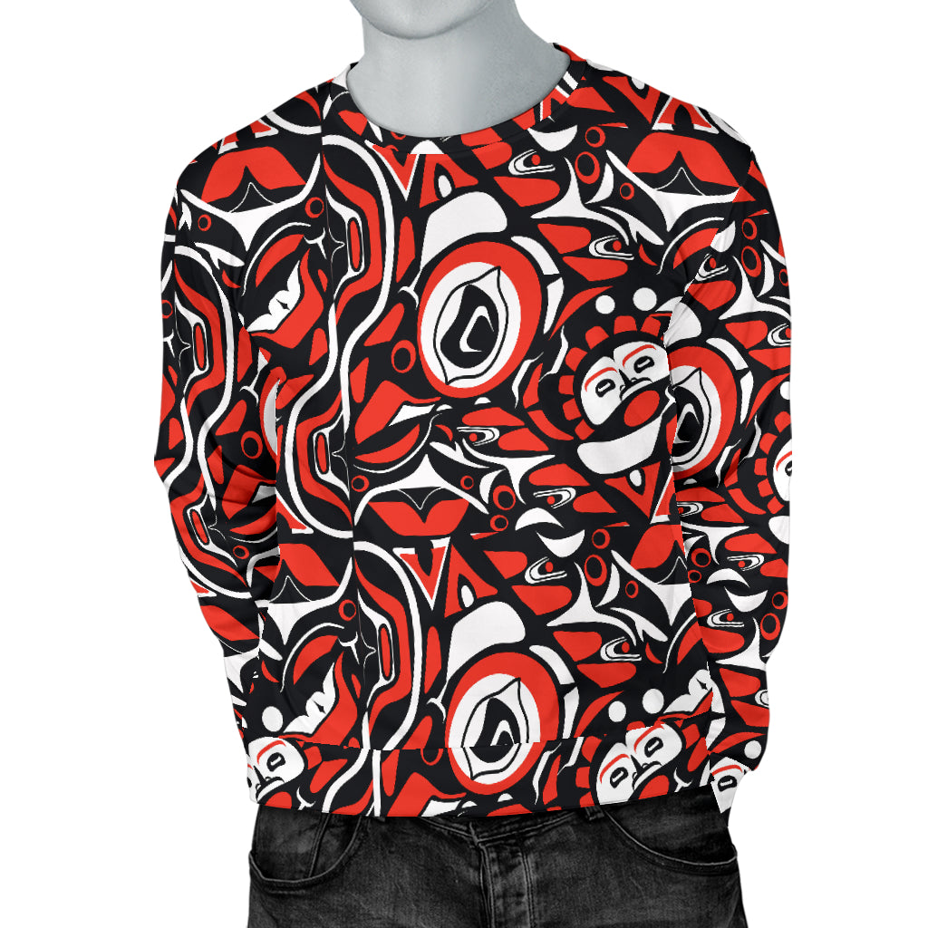 Native North American Themed Print Men Long Sleeve Sweatshirt