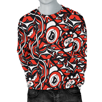Native North American Themed Print Men Long Sleeve Sweatshirt