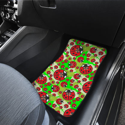 Ladybug with Leaf Print Pattern Car Floor Mats Front Back