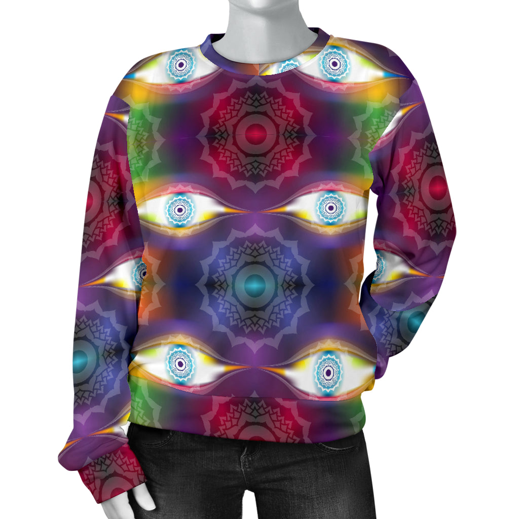 Chakra Eye Print Pattern Women Long Sleeve Sweatshirt