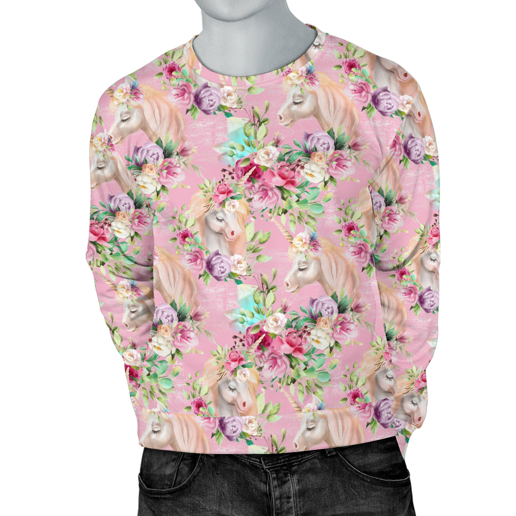 Unicorn Princess with Rose Men Long Sleeve Sweatshirt