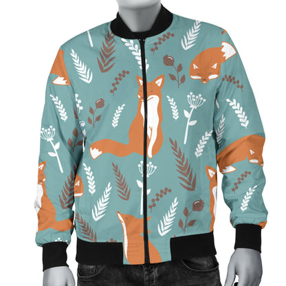 Fox Forest Print Pattern Men Bomber Jacket