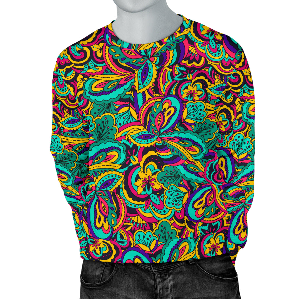Psychedelic Trippy Floral Design Men Long Sleeve Sweatshirt