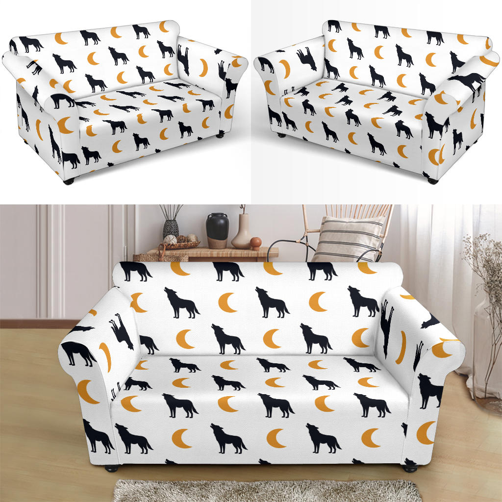 Wolf Moon Print Design LKS302 Loveseat Couch Slipcover