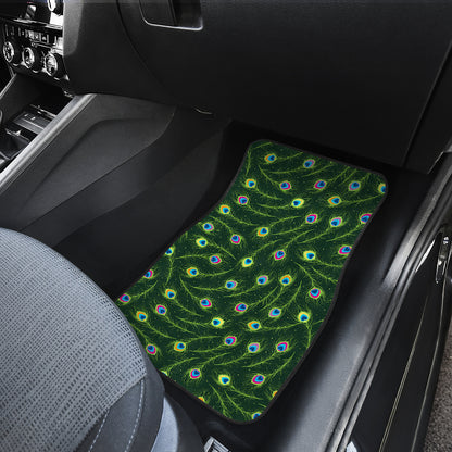 Peacock Feather Green Design Print Car Floor Mats Front Back