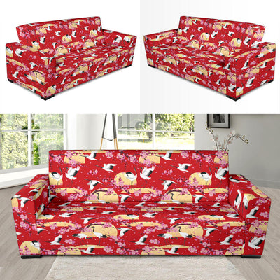 Crane Pattern Print Design 04 Sofa Slipcover