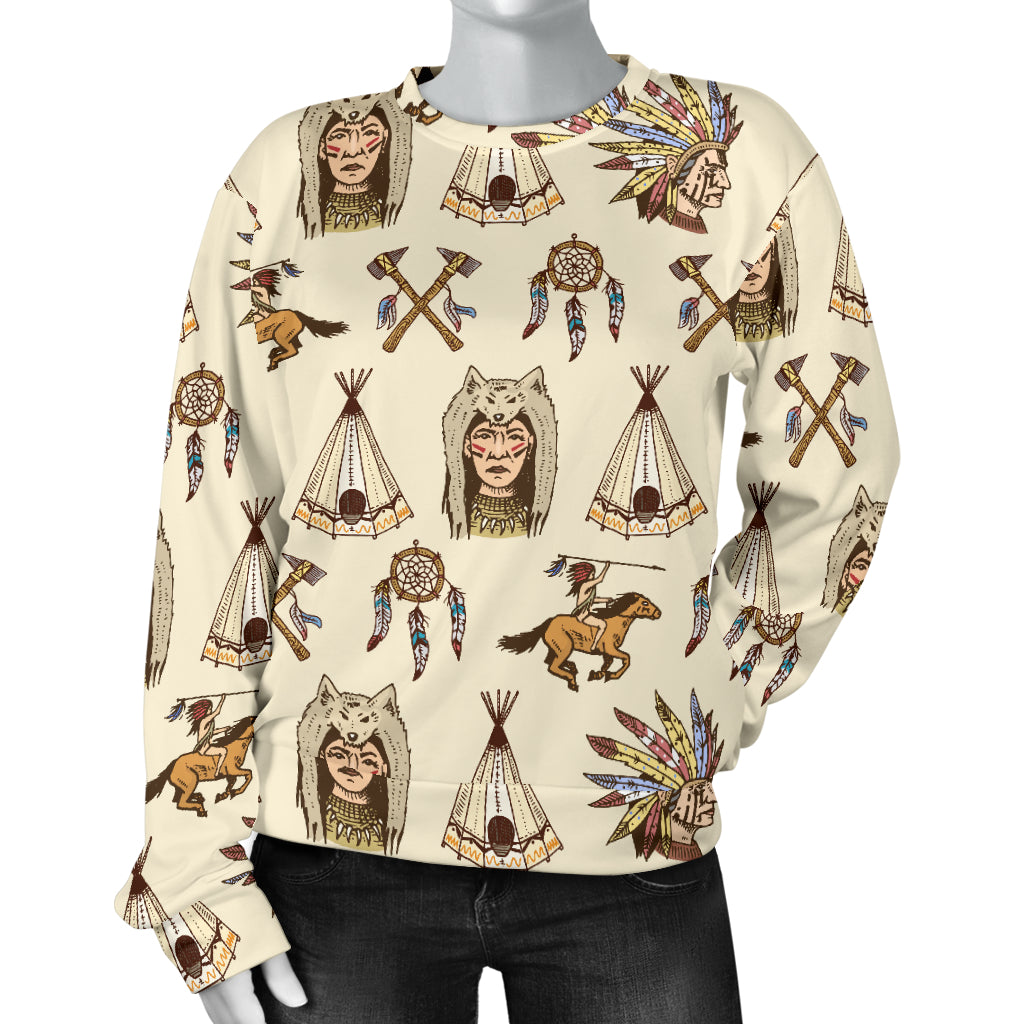 Native Indian Pattern Design Print Women Long Sleeve Sweatshirt