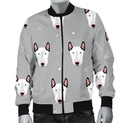 Bull Terrier Head Print Pattern Men Bomber Jacket