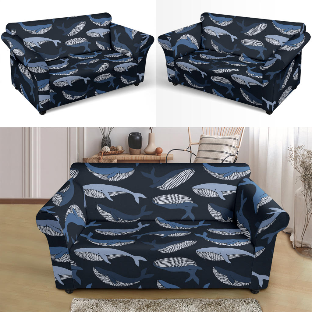 Whale Print Design LKS301 Loveseat Couch Slipcover