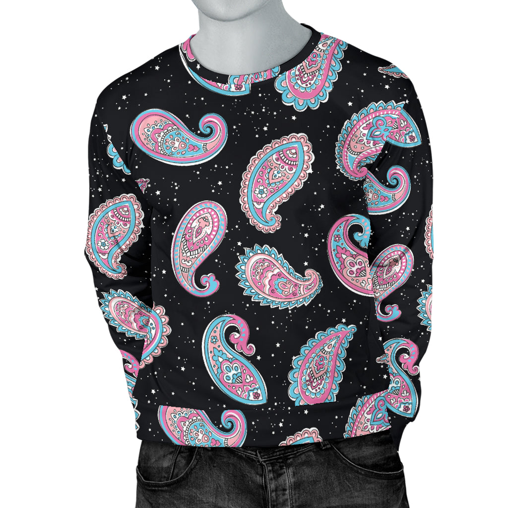 Paisley Pink Design Mandala Print Men Long Sleeve Sweatshirt