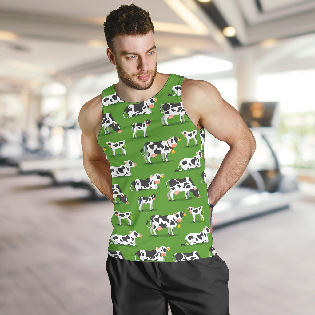 Cow Happy Print Pattern Men Tank Top