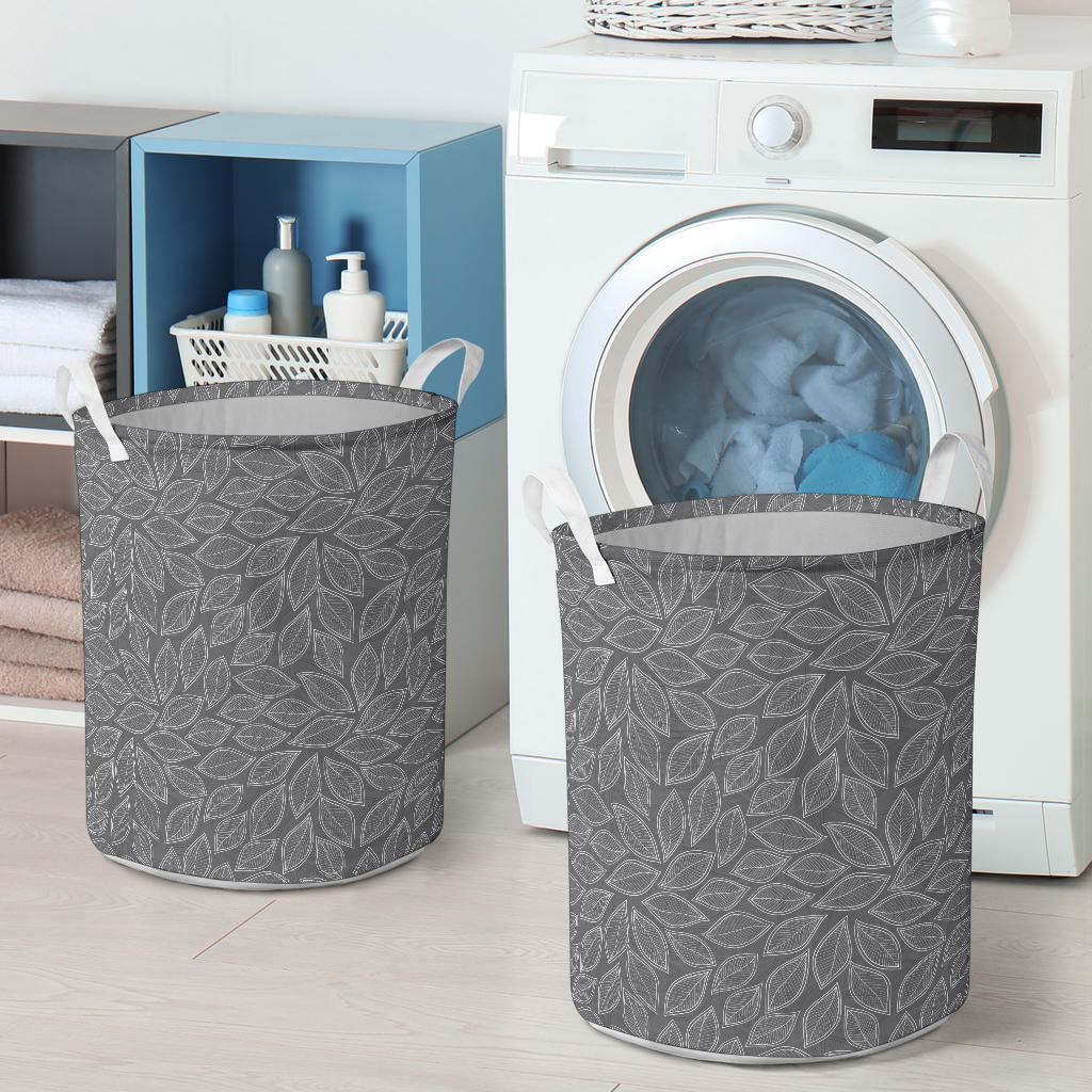 Elm Leave Grey Print Pattern Laundry Basket
