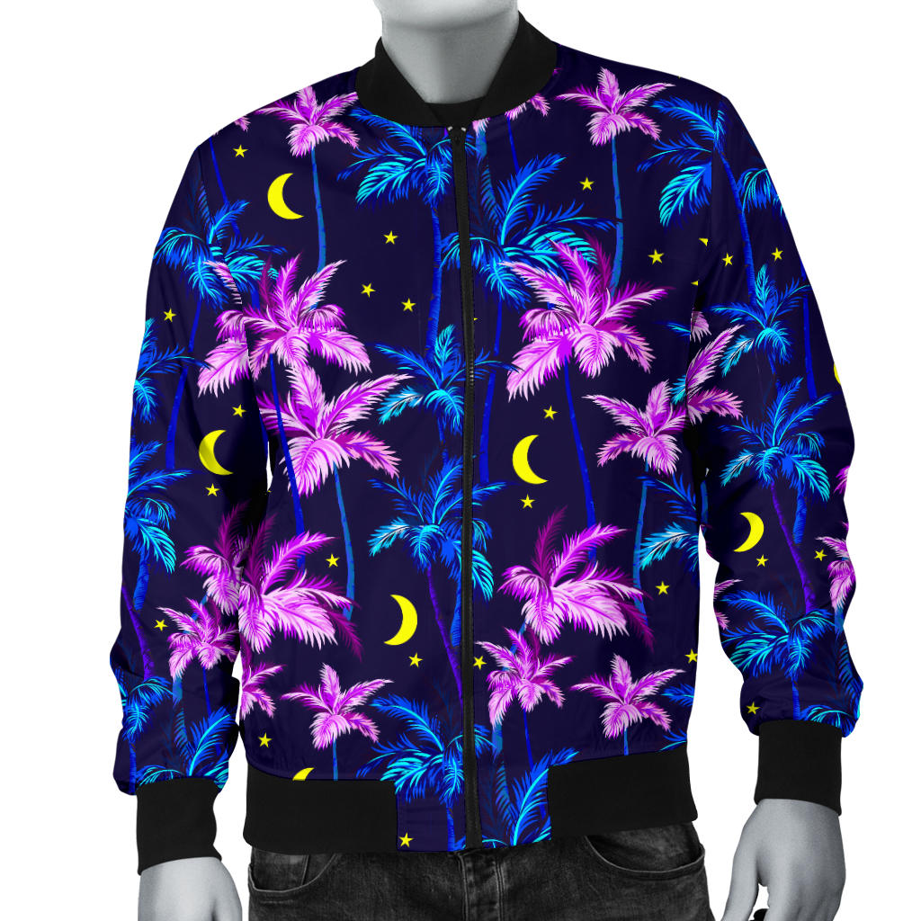 Palm Tree Night Scene Design Print Men Bomber Jacket