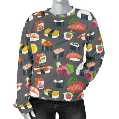 Sushi Pattern Print Women Long Sleeve Sweatshirt