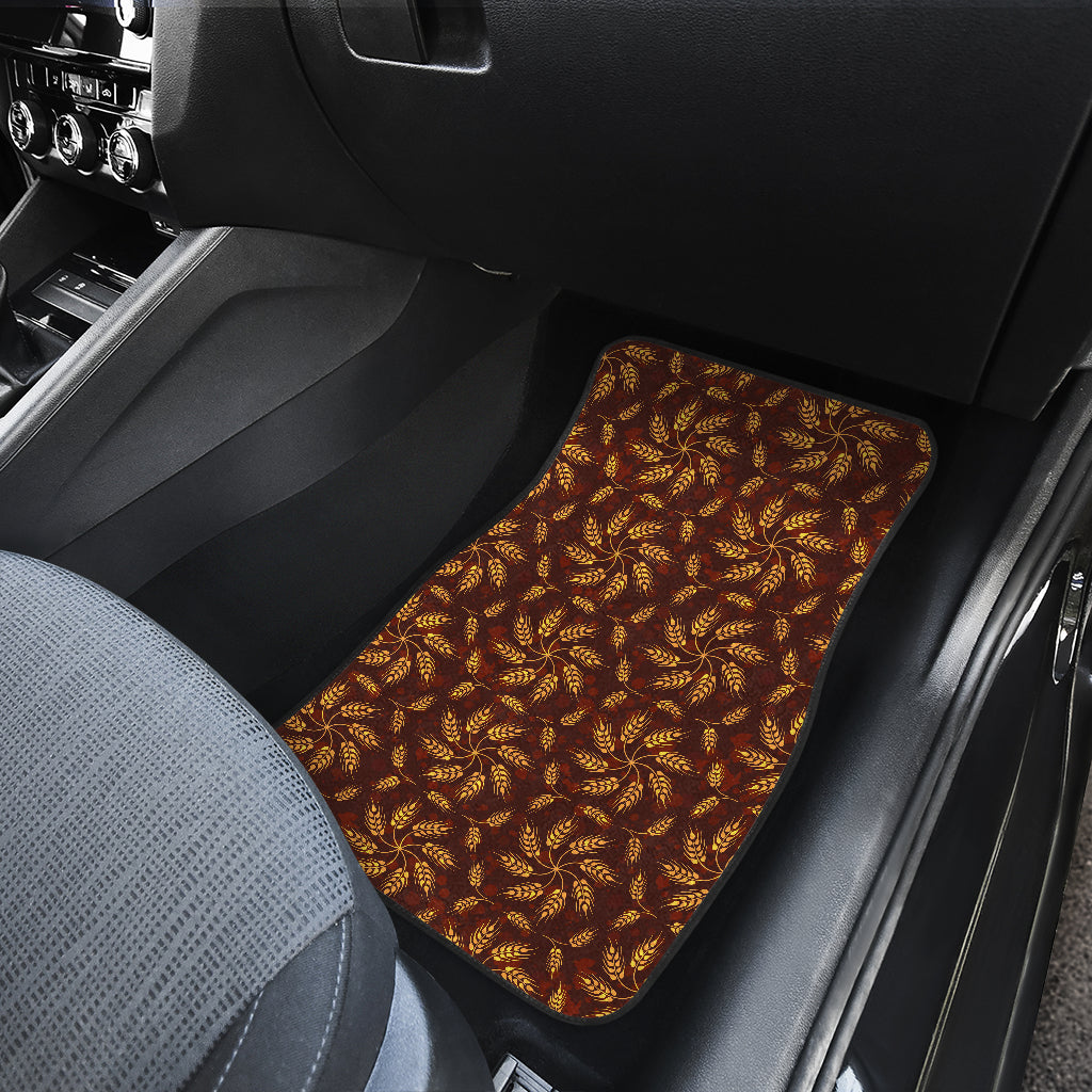 Agricultural Brown Wheat Print Pattern Car Floor Mats Front Back