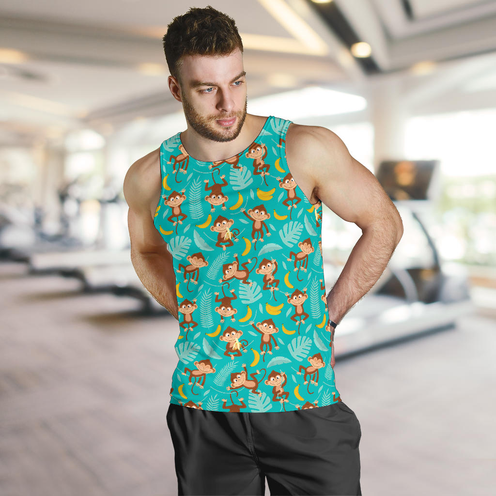 Monkey Happy Design Themed Print Men Tank Top